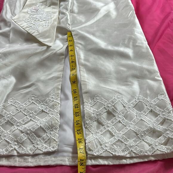 Vintage rosebuds and embroidery basque waist sheath style wedding dress small xs - Picture 12 of 16